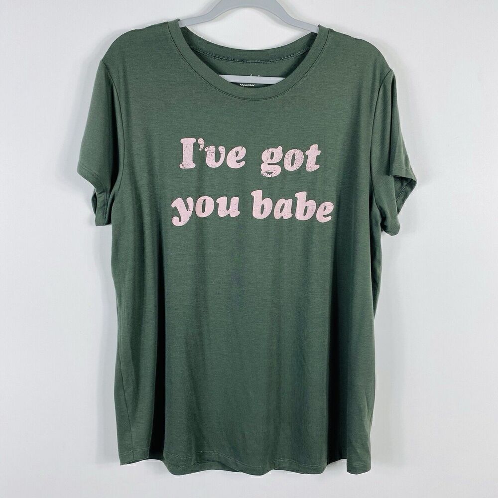 Isabel Maternity Size XL I've Got You Babe Graphic Tee T-Shirt Top Green